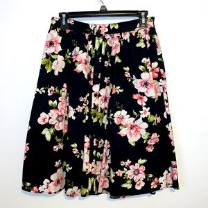Floral Button Midi Skirt